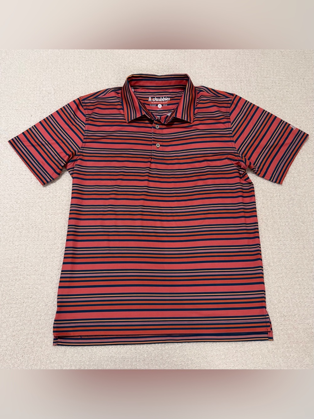 Chubbies The Weekend Performance Stripe Polo Shirt Size S